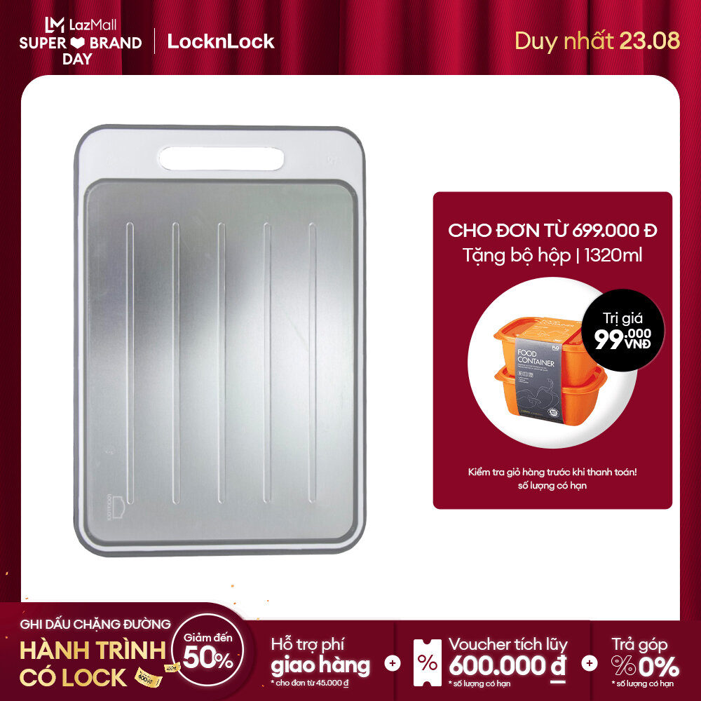 [Duy nhất 23.8 - Mua ngay] Thớt Hai Mặt Nhôm Và Nhựa Lock&Lock CSC411 - Màu Trắng (377 x 257 x 10 mm). Thiết kế bề mặt chống trơn trượt. Hàng chính hãng.