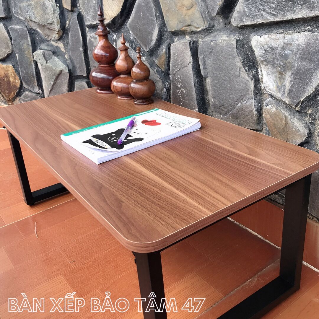 Bàn Làm Việc Vân Gỗ Chân Sắt Gấp (R:50cm, D: 80cm, C:32cm)