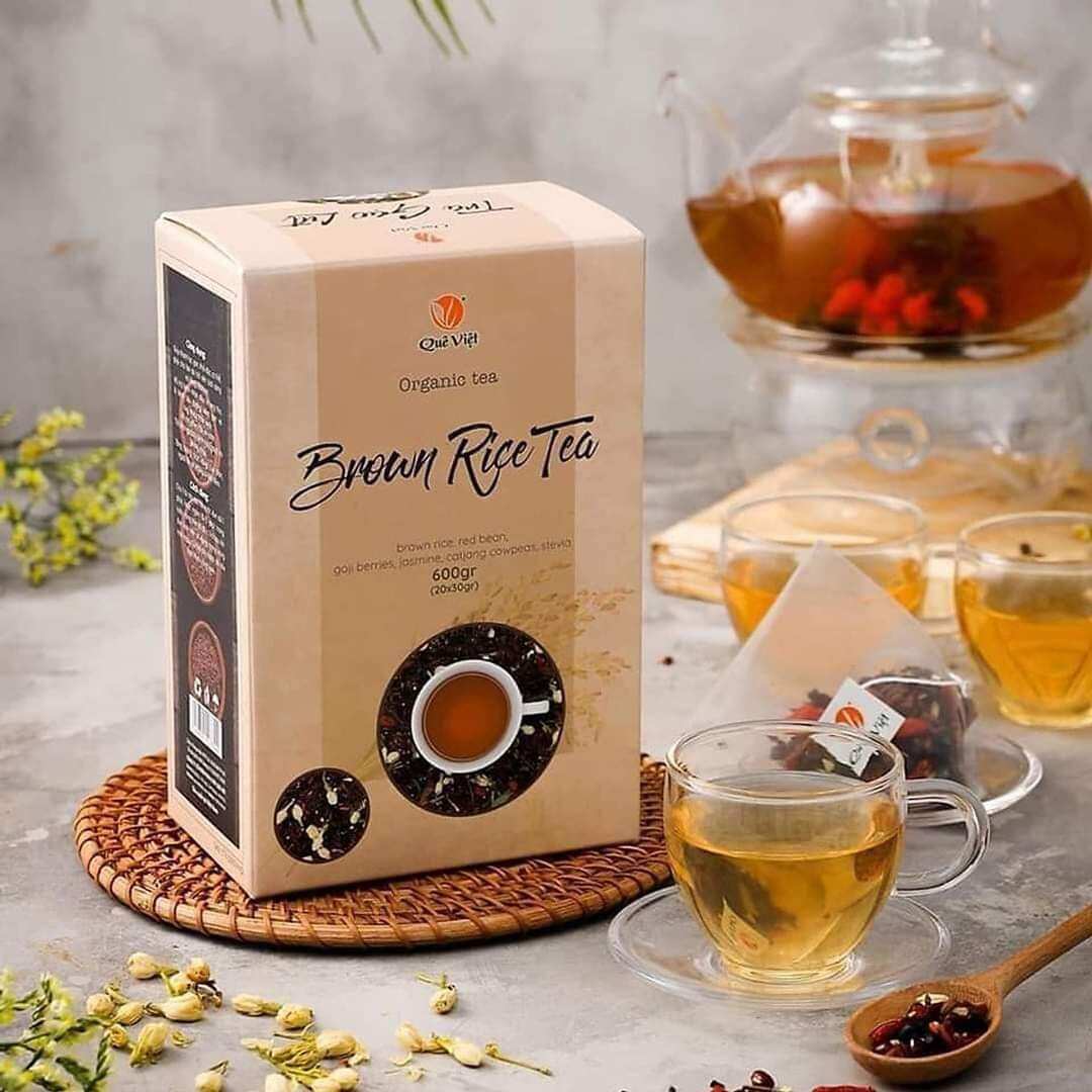 Combo 2 hộp trà gạo lứt quê việt gói 600g túi lọc