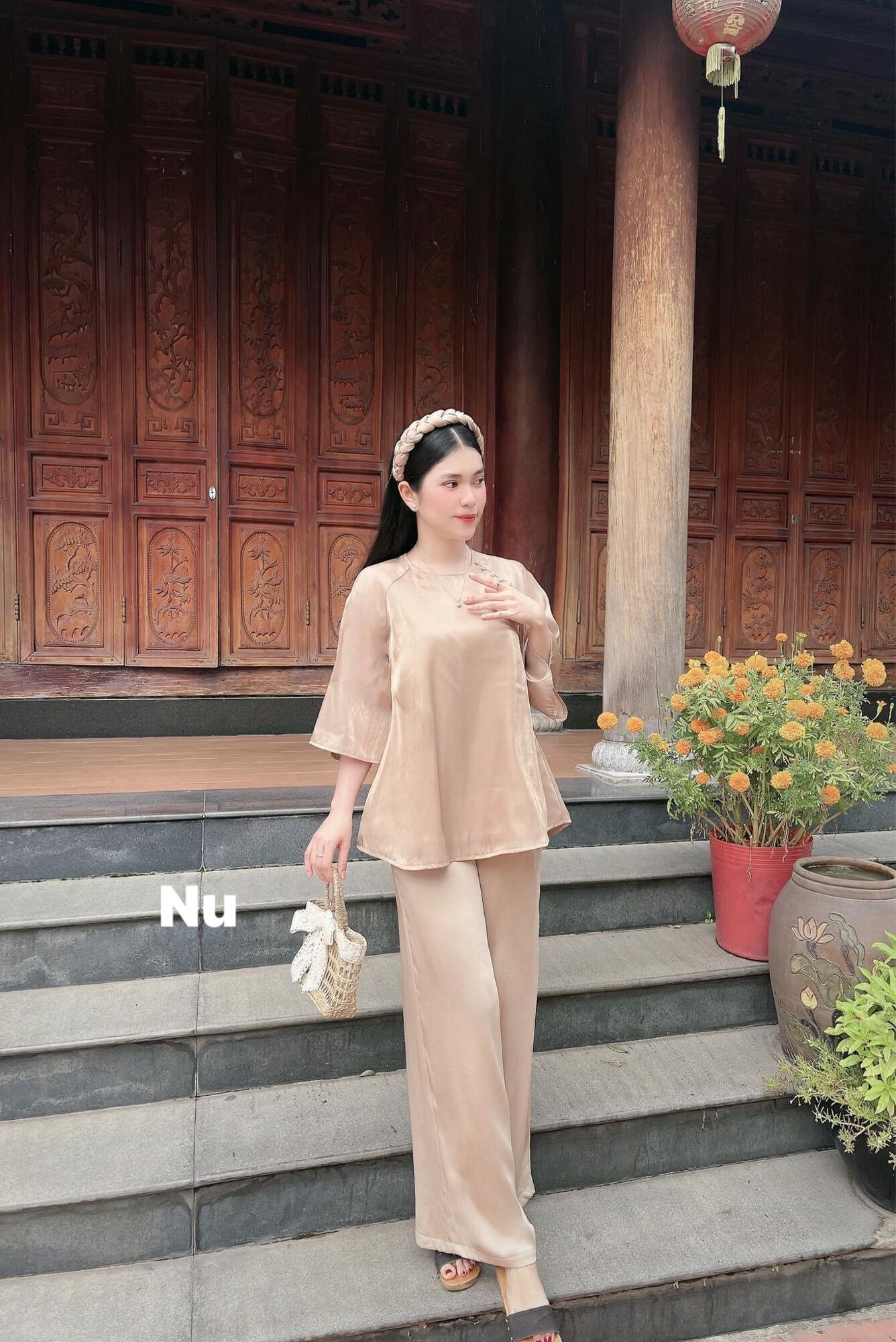 Đồ Lam Đi Chùa _ Mẫu Hồ Điệp ( Chất vãi voan lụa cao cấp )