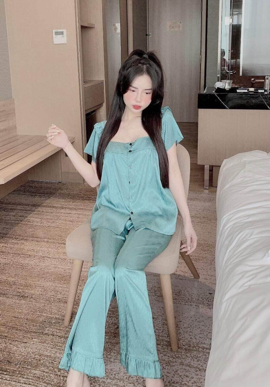[ Hàng thiết kế] Bộ lụa xước cổ vuông lụa xước thiết kế siêu xinh