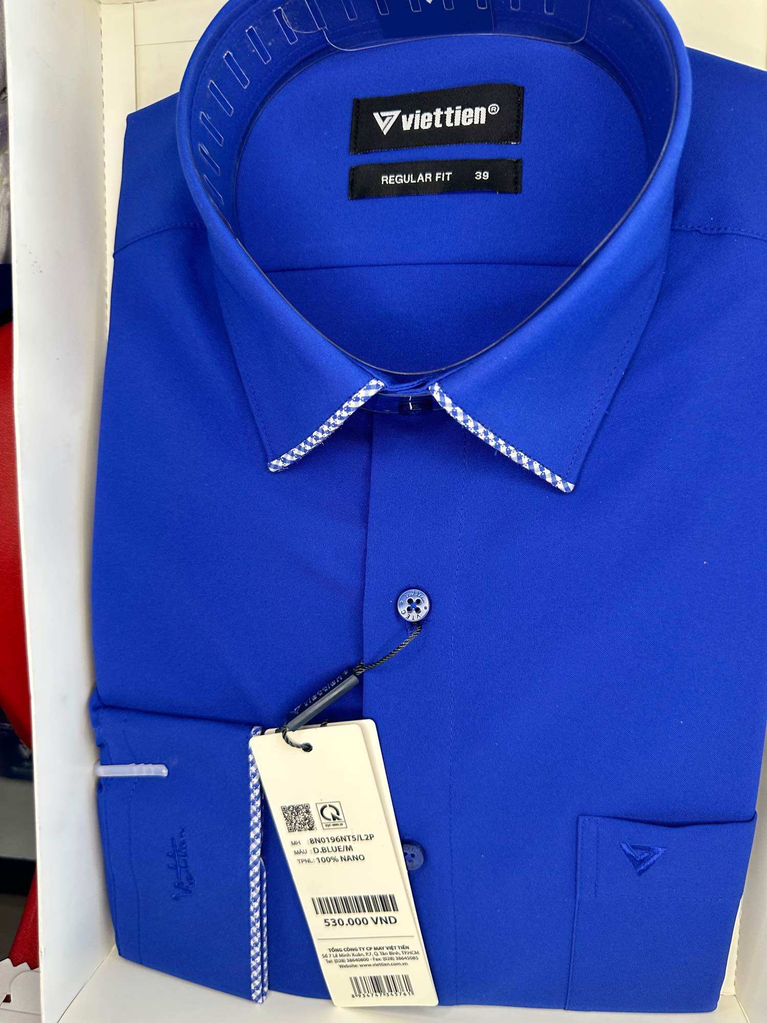(8N0196)áo sơ mi dài tay phom regular fit(ôm vừa), không nút cổ