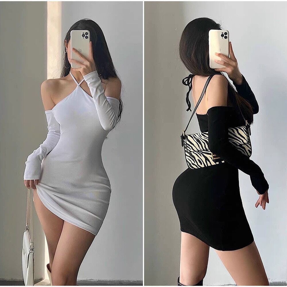 Đầm body phôus dây chéo cổ xinh đẹp dyd5