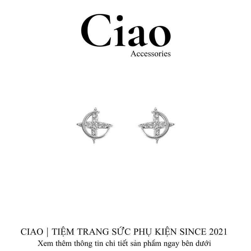 Khuyên tai, bông tai mạ bạc S925 thiết kế hình sun moon Maeby Tiny Ciao