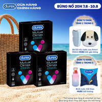 [SẢN PHẨM MỚI] Bộ 3 bao cao su Durex Mutual Climax kéo dài thời gian và gân gai, size 52.5 mm, hộp 3 bao