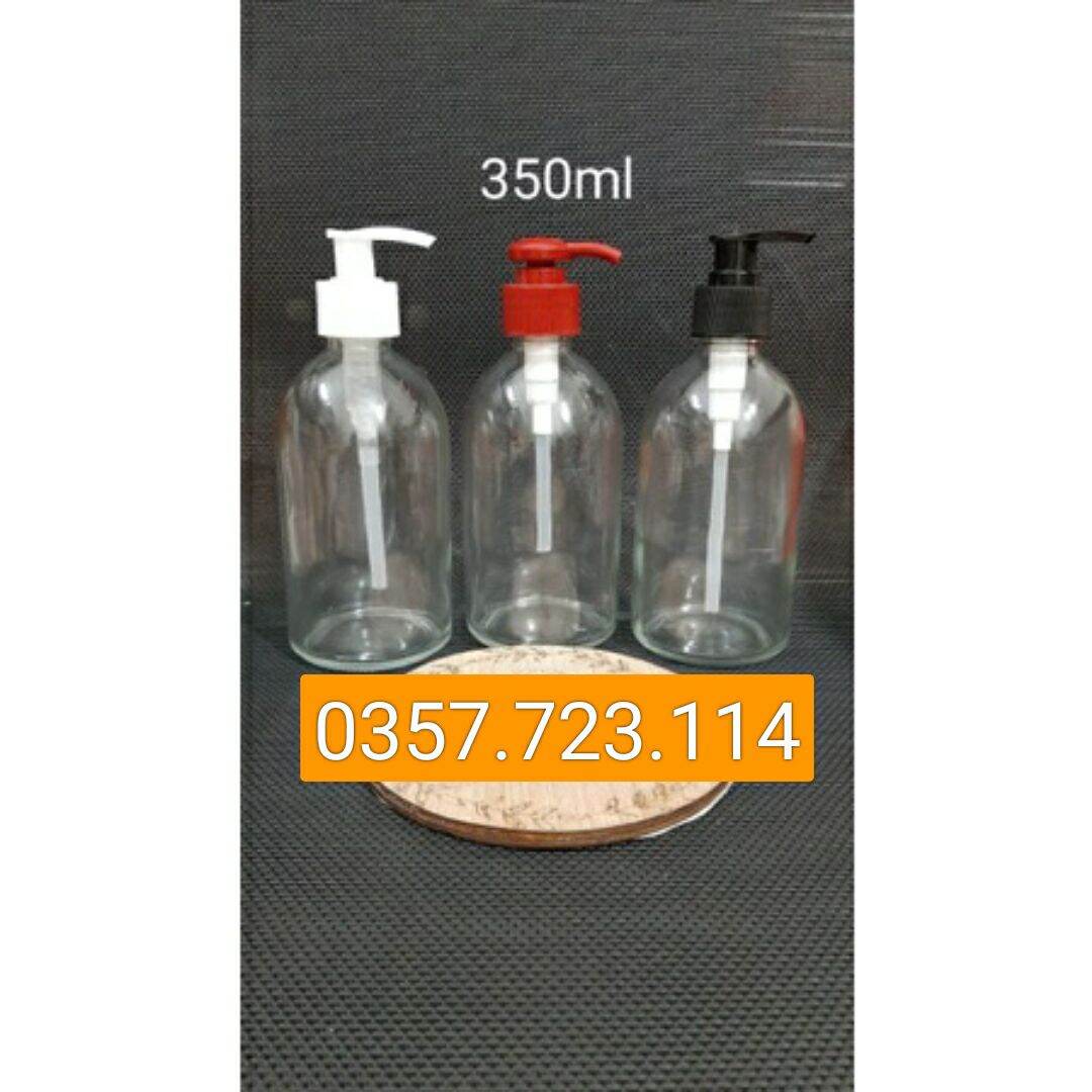Chai thủy tinh trong 350ml vòi ấn