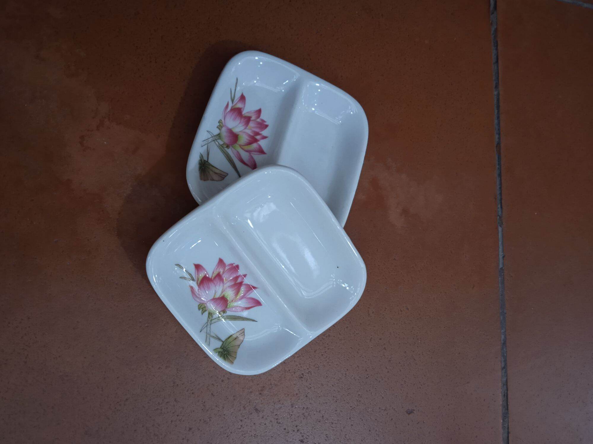 Chén chấm 2 ngăn gốm sứ