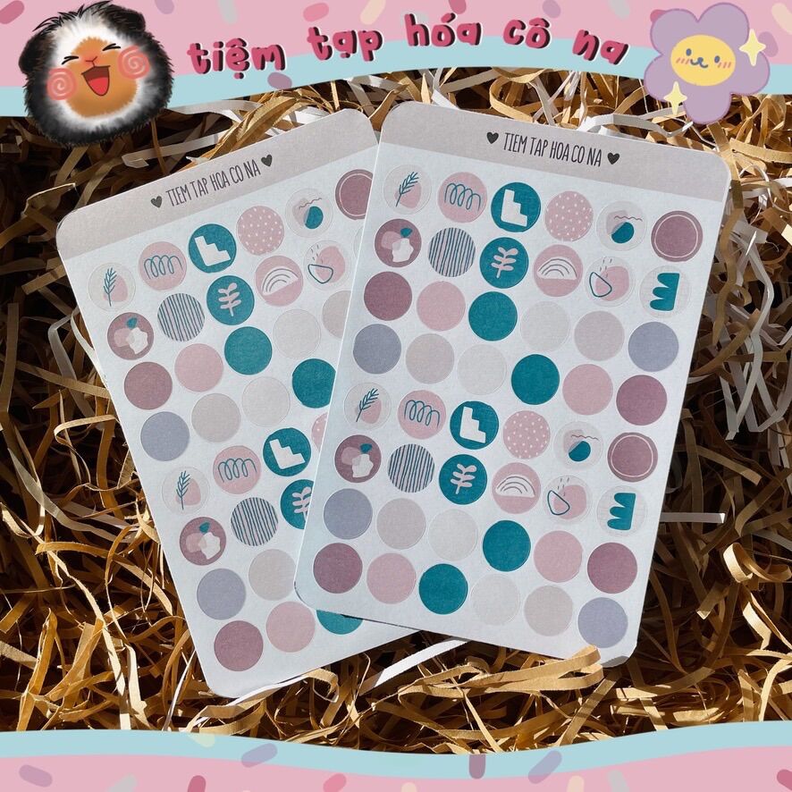 - Sticker / Hình dán tròn hoạ tiết nâu sáng - tiemtaphoacona