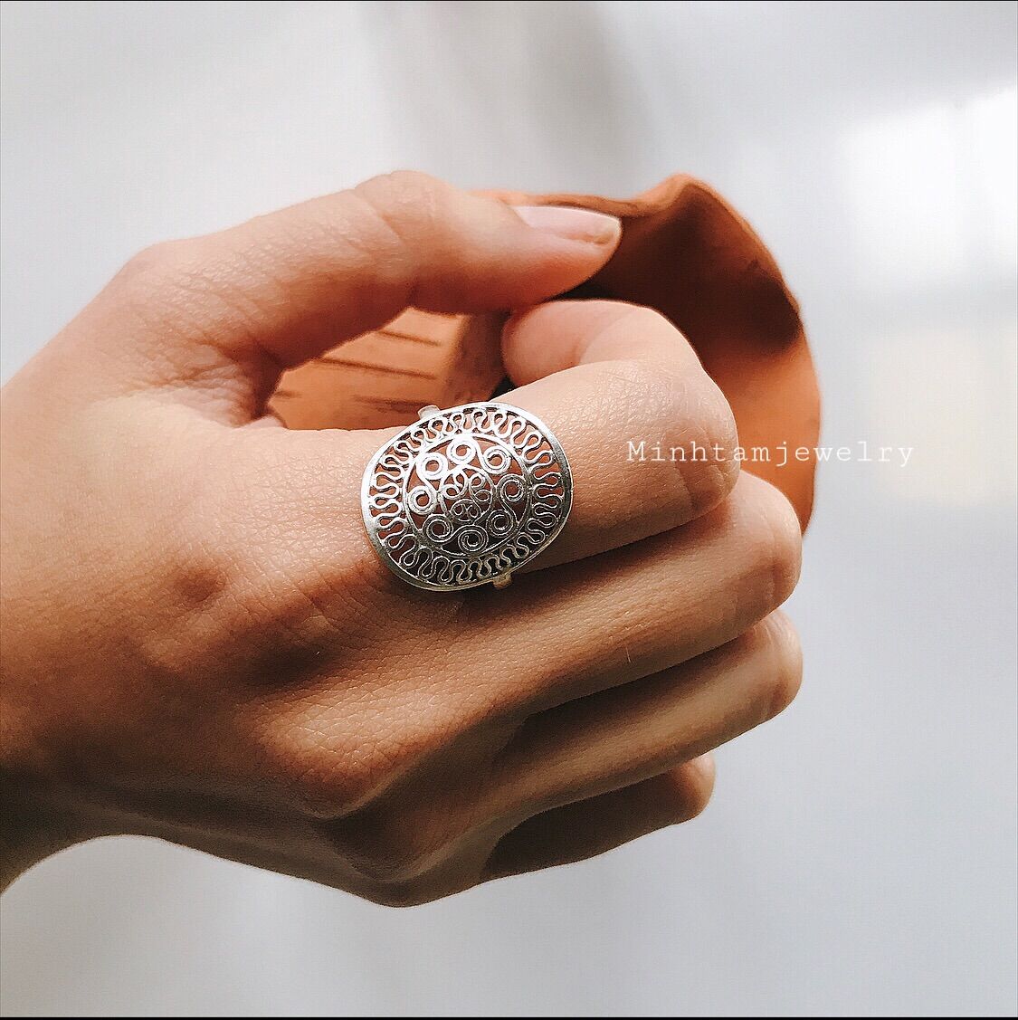 Drum ring | Handmade Silver | nhẫn hoa văn | Design by MinhtamJewelry