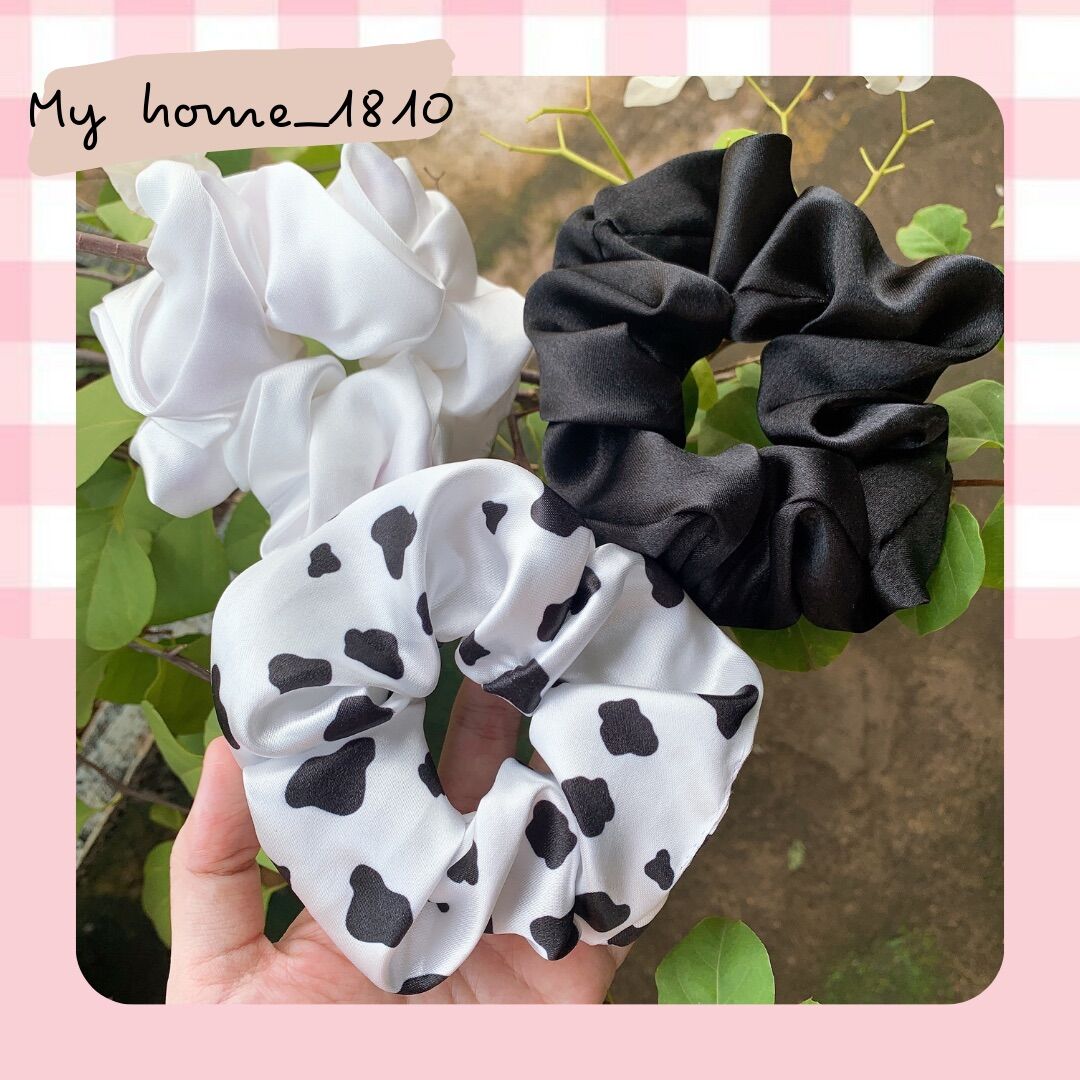 Cột tóc scrunchies bò sữa phi bóng cao cấp