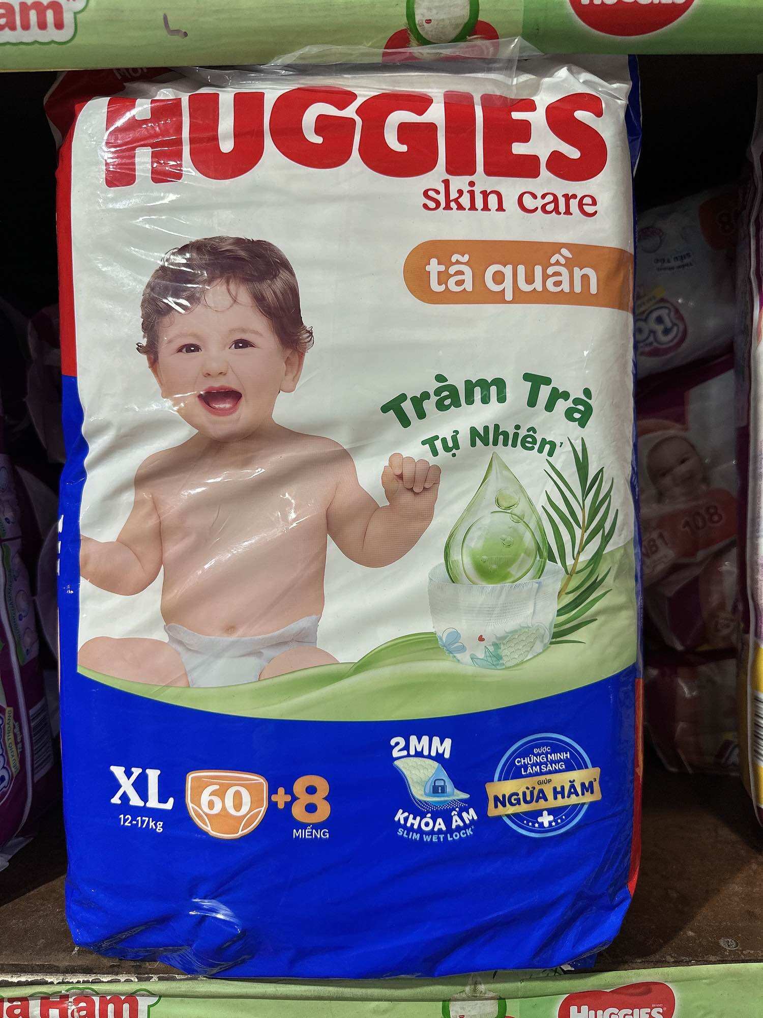 Tã quần huggies tràm trà tư nhiên - size xl gói 62 miếng
