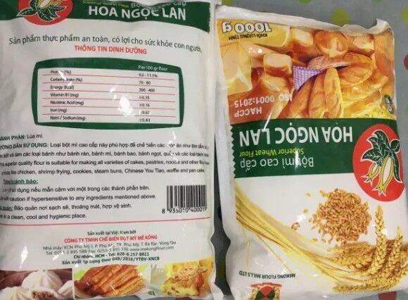 Combo nguyên liệu làm bánh mỳ ở nhà.(1kg bột mì hoa ngọc lan cao cấp+10gr men nở+100gr đường+1ống hương thơm.60.000đ
