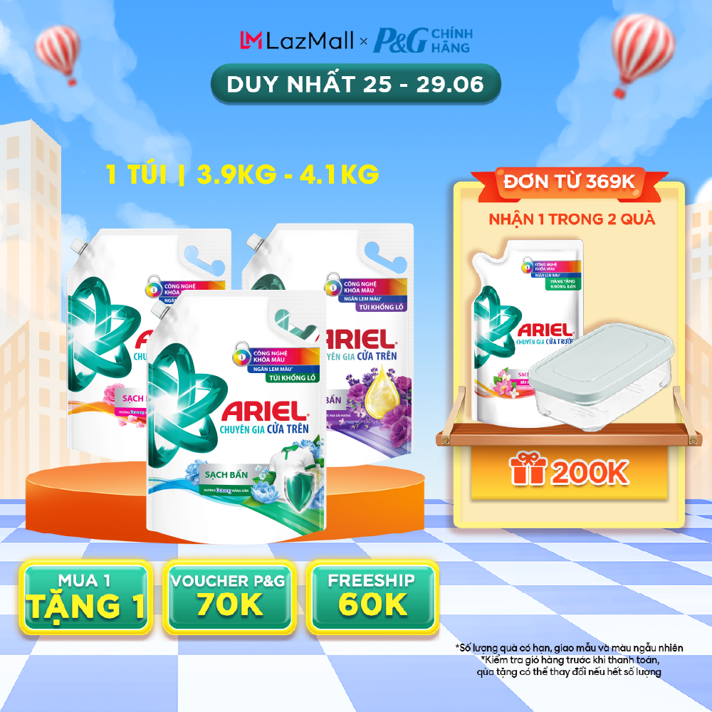 Nước Giặt ARIEL Matic Cửa Trên Túi 3.9kg/4.1kg Nhiều Mùi Hương Downy Hương Nước Hoa/ Downy Oải Hương/ Downy Nắng Sớm