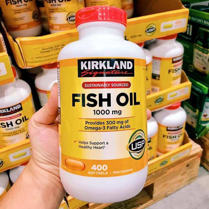 Viên uống dầu cá, giúp bảo vệ mắt và tim mạch - kirkland signature fish oil 1000 mg - 400 viên