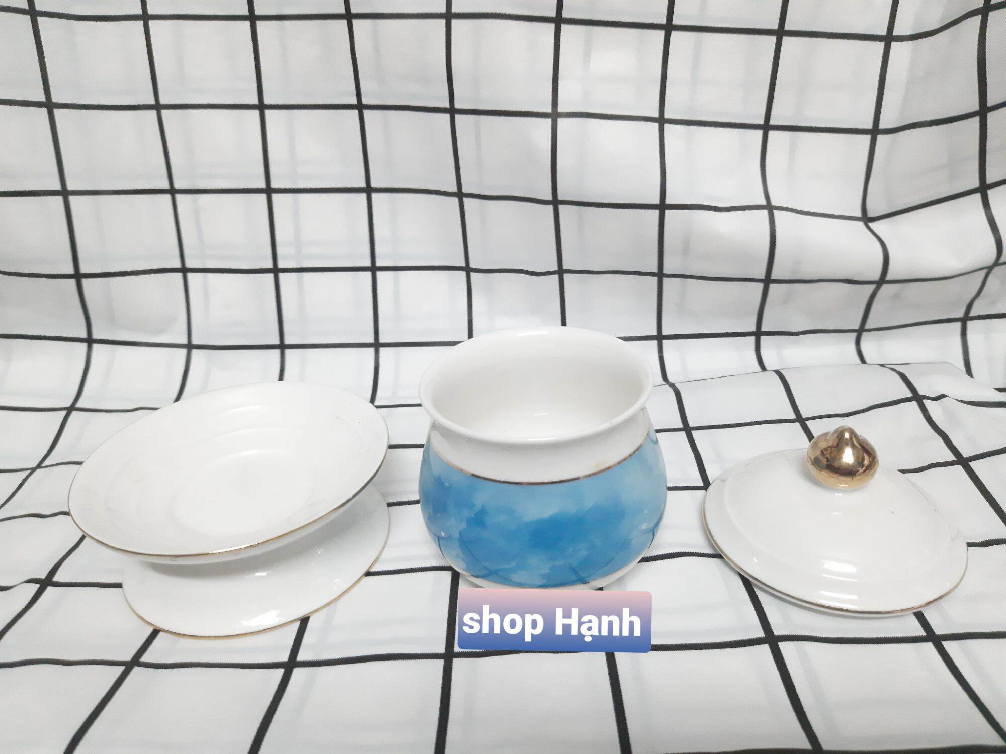 Chung nước thờ cúng đá xanh có đĩa riêng 4 size