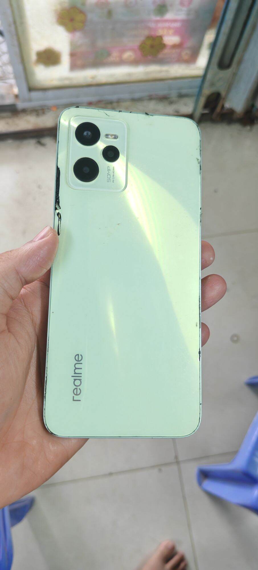 Realme C35 Phone, Light Blue Color, 32Gb, 2 Rear Cameras, Cheap Price at t Plus Mobile 320 Nguyen Trai.