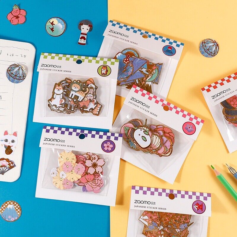 Set 40 miếng dán sticker phũ nhũ vàng trang trí