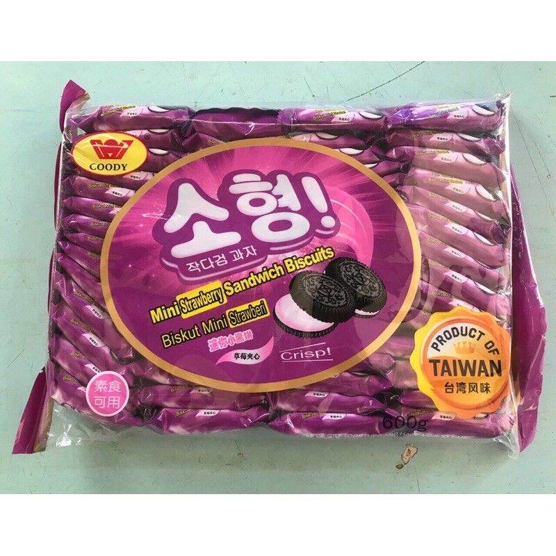 Một gói bánh oreo mini kẹp kem 6 vị Woody Hongkong gói lớn 600g gồm 60 cái nhỏ bên trong