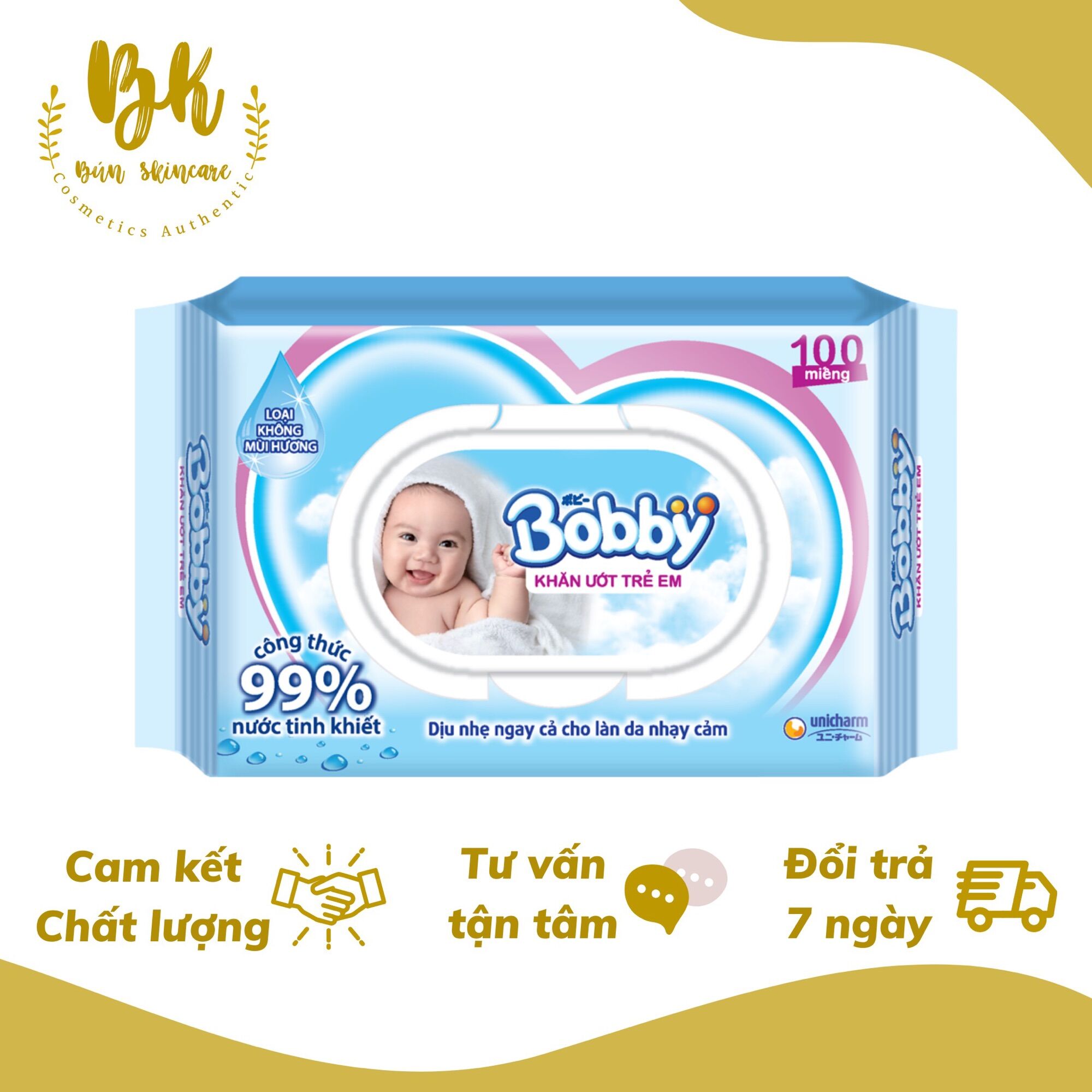 Khăn ướt trẻ em bobby 100 tờ