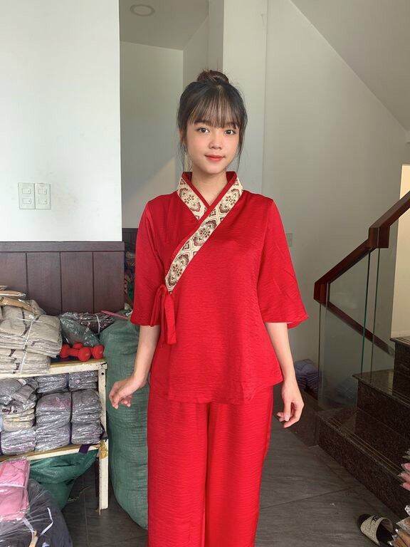 Đồ lam đi chùa mẫu nữ vải lụa pháp loại 1