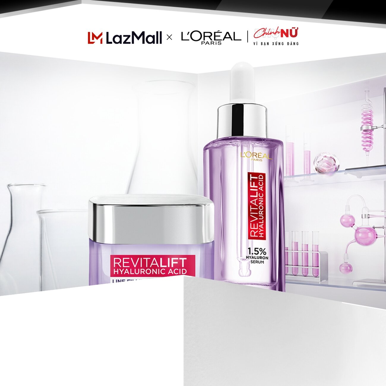 Bộ Serum 30ml và kem dưỡng 50ml siêu cấp ẩm giảm nếp nhăn L'Oreal Paris Revitalift Hyaluronic Acid 1.5%