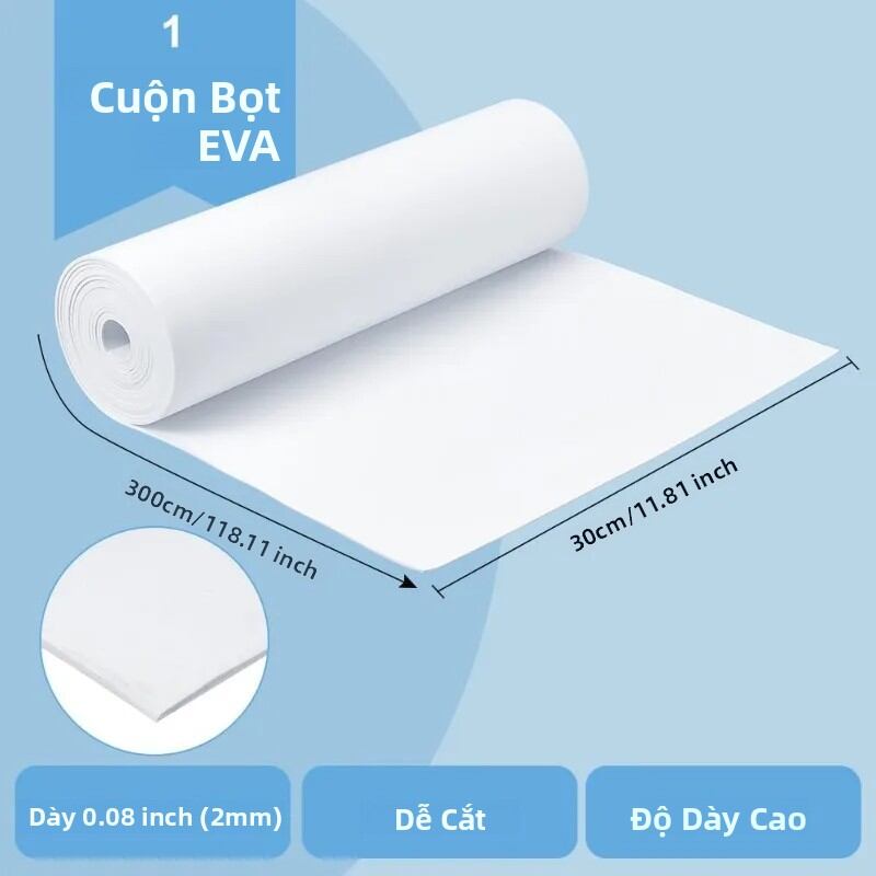 1 Cuộn 3.28 Thước 2mm Tấm Xốp EVA Tấm Thủ Công Nghệ Thuật Màu Trắng Rộng 11.8 Inch Cho Nghệ Thuật Thủ Công Cosplay