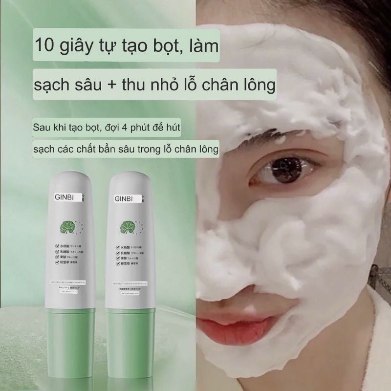 Mặt nạ sủi bọt rau má thải độc cấp ẩm dưỡng trắng da GINBI