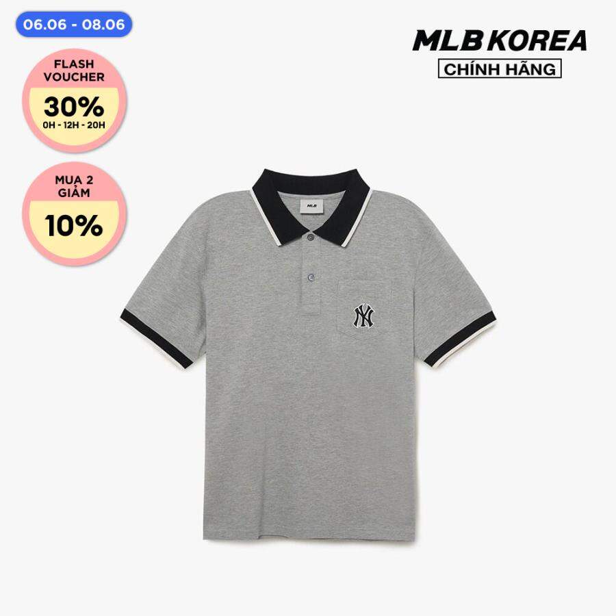 Mlb - áo polo nam tay ngắn basic comfortable fit collar 3lpqb0133-50mgs