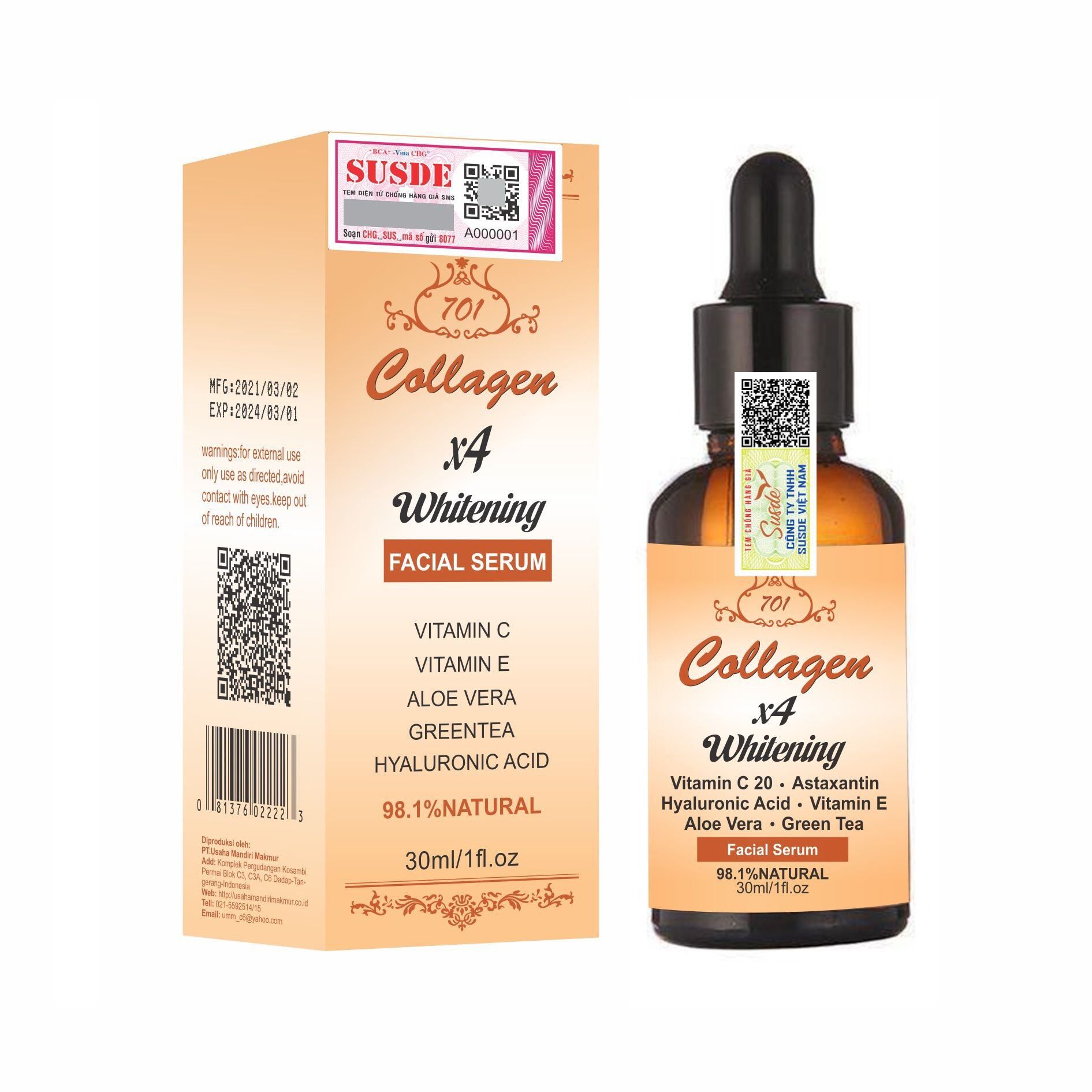 Serum Nám dưỡng trắng da Collagen Plus Vit E có tem điện tử