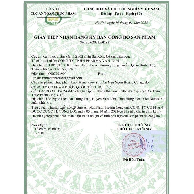 TPBVSK Siro ăn ngủ ngon Hoàng Công,