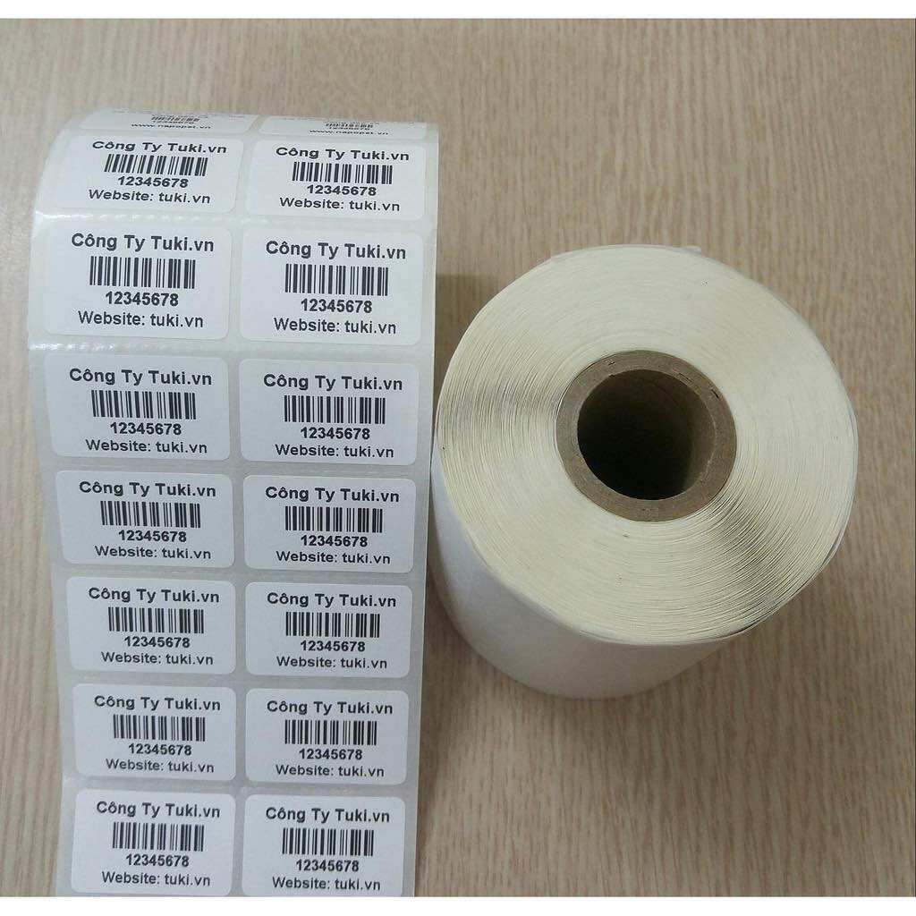 Giấy in tem mã vạch, tem đôi in giá 35x22mm, tem in mã vạch 35x22 - 2 tem/hàng - 72x22mm