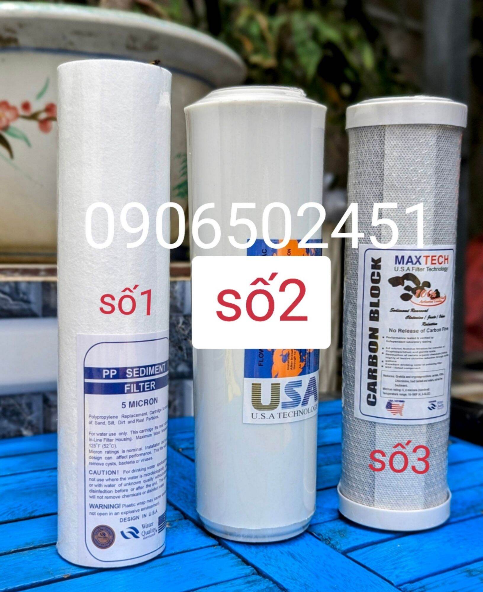 [HCM](Ảnh thật)BỘ 3 LÕI LỌC NƯỚC SỐ 1 2 3 LY 10 INCH hàng USA tem chuẩn