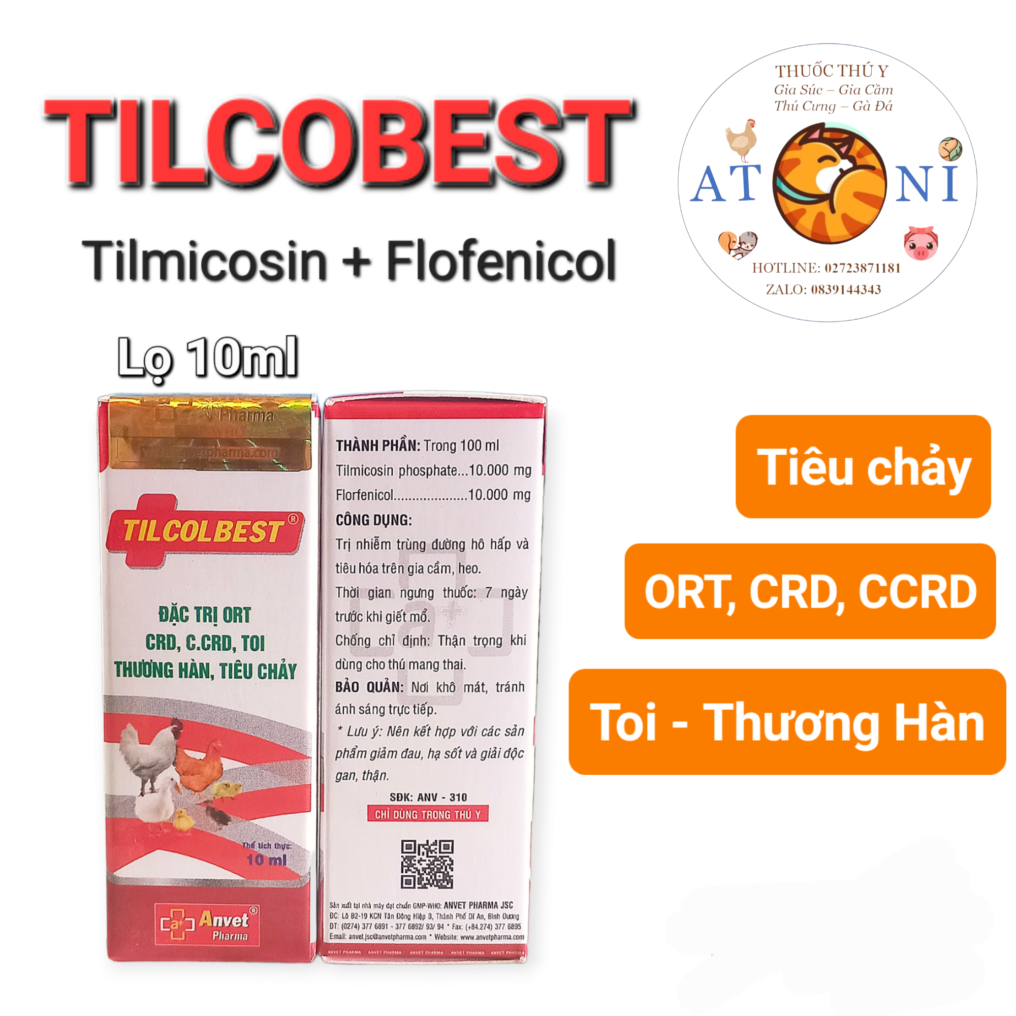 Lọ 10ml tilcobest cho gia cầm, gà chọi