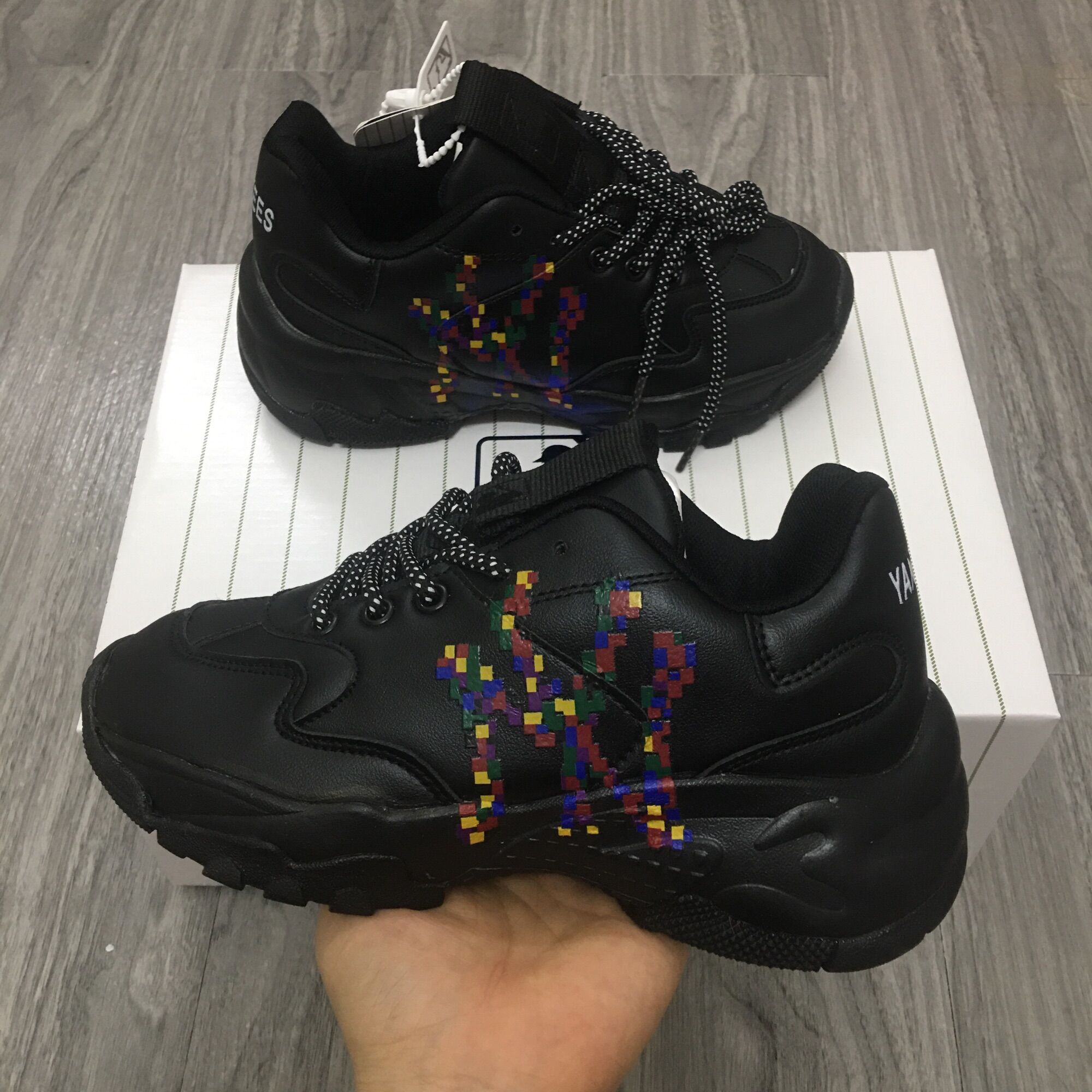 Giày thể thao mlb đen ny 7 màu size 36->44