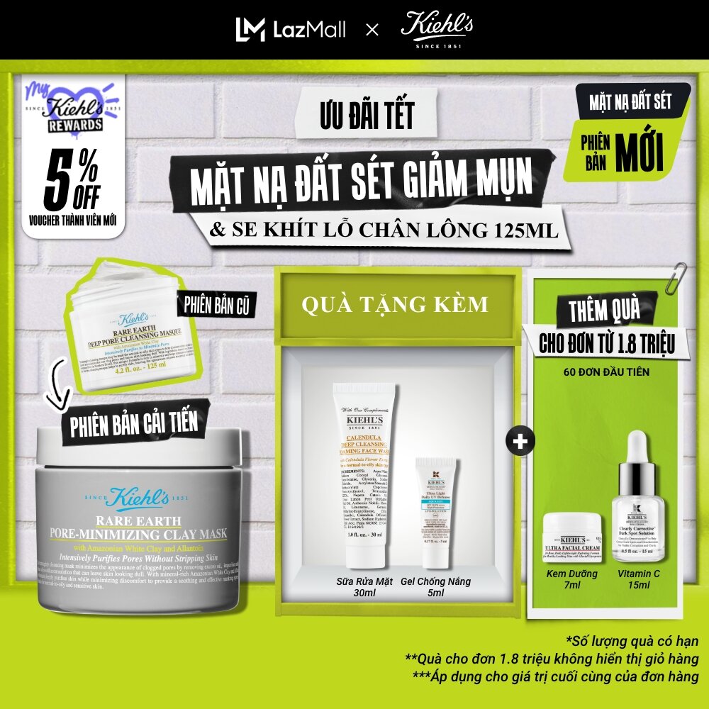 NEW Mặt nạ đất sét Kiehl's Rare Earth Deep Pore Cleansing Masque 125ml
