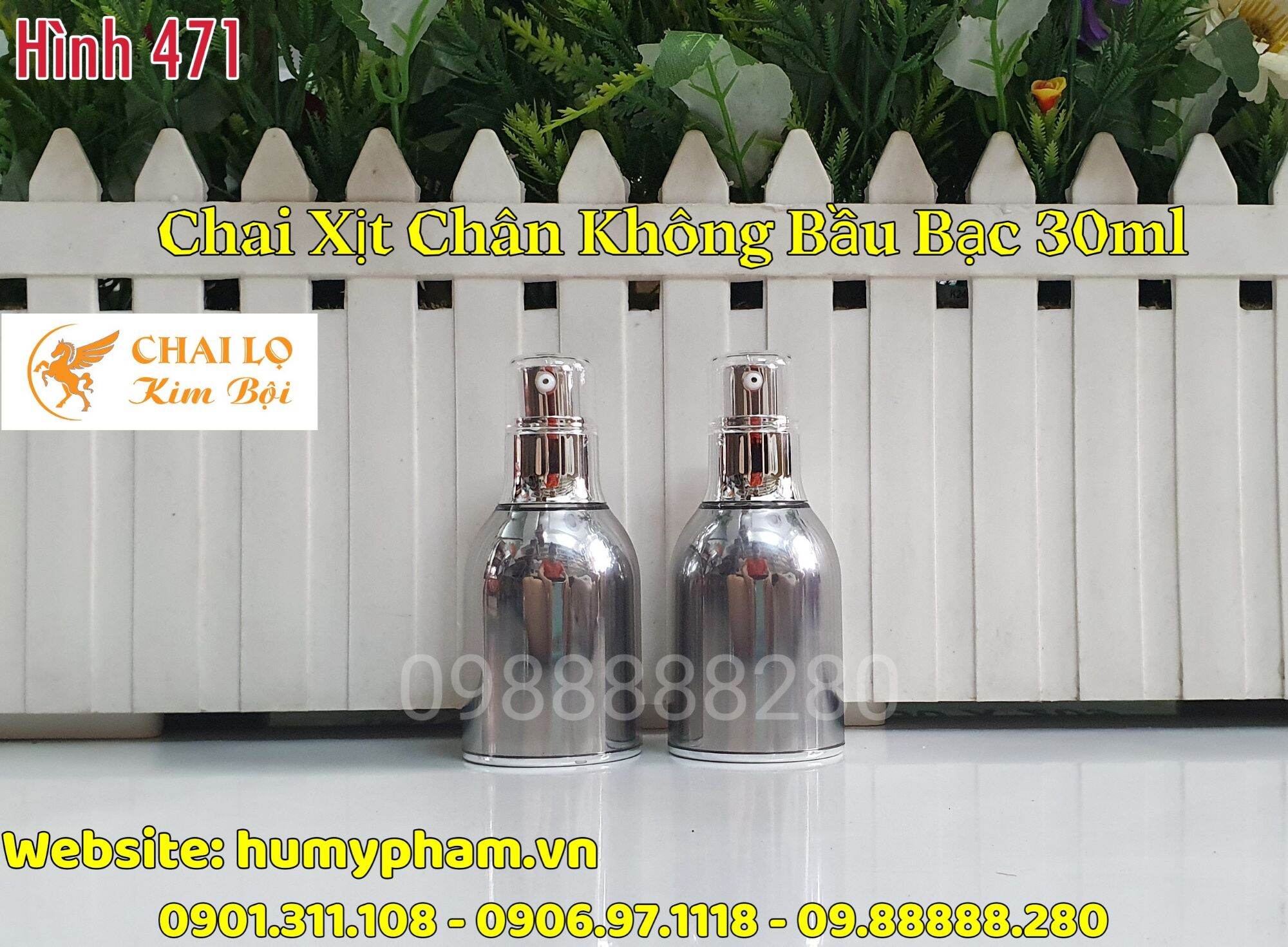 Chai lọ đựng mỹ phẩm - Chai Xịt Chân Không Bầu Bạc 30ml