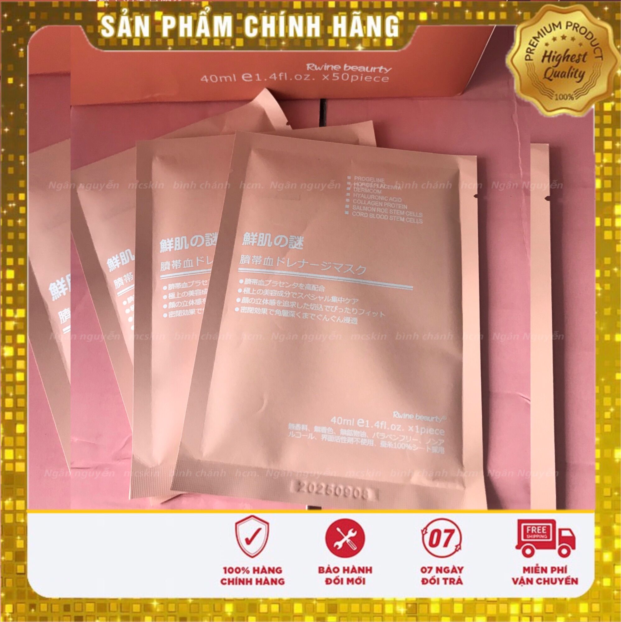 [ Hình thật][MPVC] HỘP 50 MIẾNG MẶT NẠ NHAU THAI CỪU CHÍNH HÃNG hsd 08092025