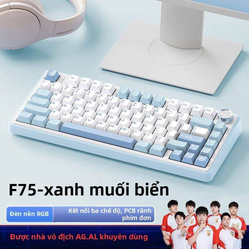 AULA | Bàn Phím Cơ Không Dây 3 Chế Độ F75, Gasket Mount, Hot-swap, Kèm Núm Xoay