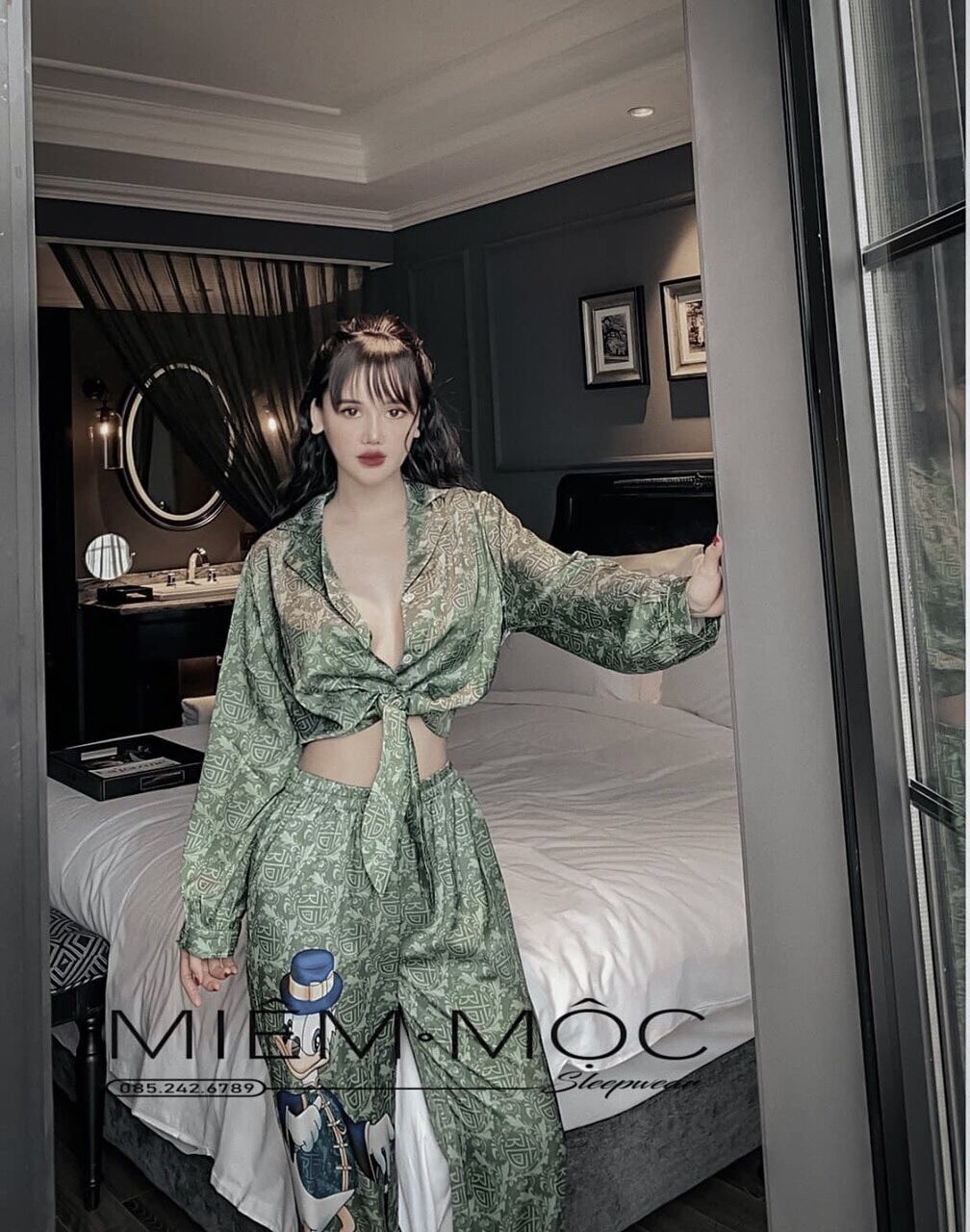 Đồ bộ nữ mặc nhà tay dài mẫu xanh hiếm độc lạ siêu đẹp luôn ạ