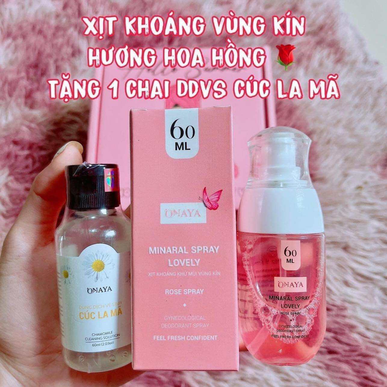 Xịt khoáng vùng kín ONAYA (che tên) làm thơm, hết khô hạn, bảo bối phòng the -TẶNG dung dịch vệ sinh phụ nữ