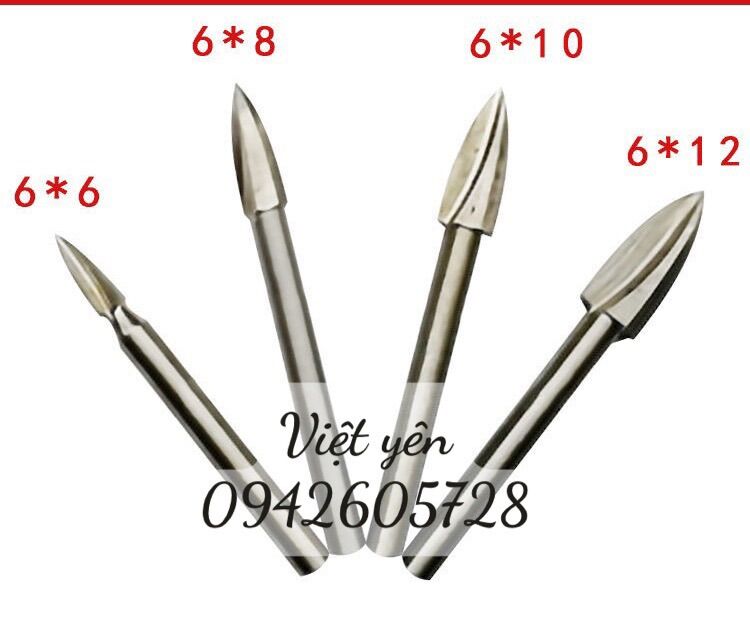 Bộ mũi khoan hai cạnh ,mũi rạch nhọn chuyên dùng cho chạm khắc gỗ , đồ Mỹ nghệ