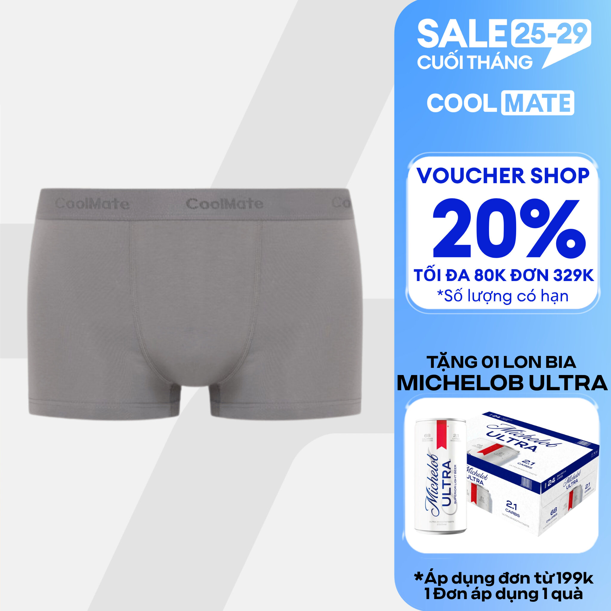 Quần lót nam Trunk Cotton co giãn, mềm mại, thấm hút tốt - Coolmate