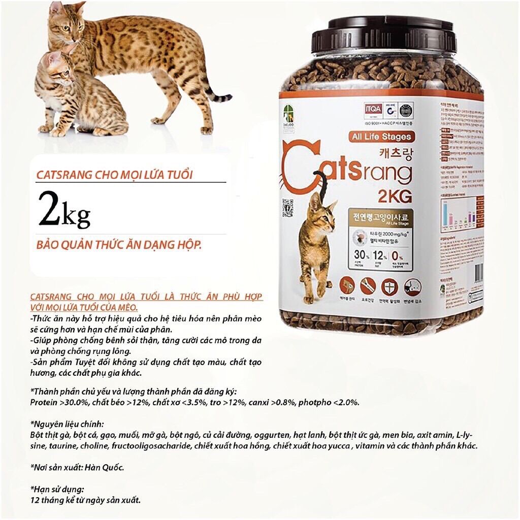 Thức Ăn Hạt Catsrang Cho Mèo Mọi Lứa Tuổi - 2Kg