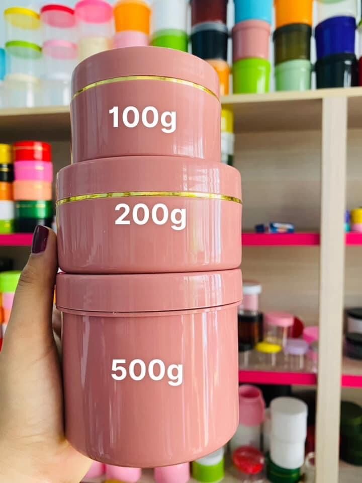 Hủ đựng kem body cao cấp 100gr-200gr-500gr màu hồng đất- có nắp lót