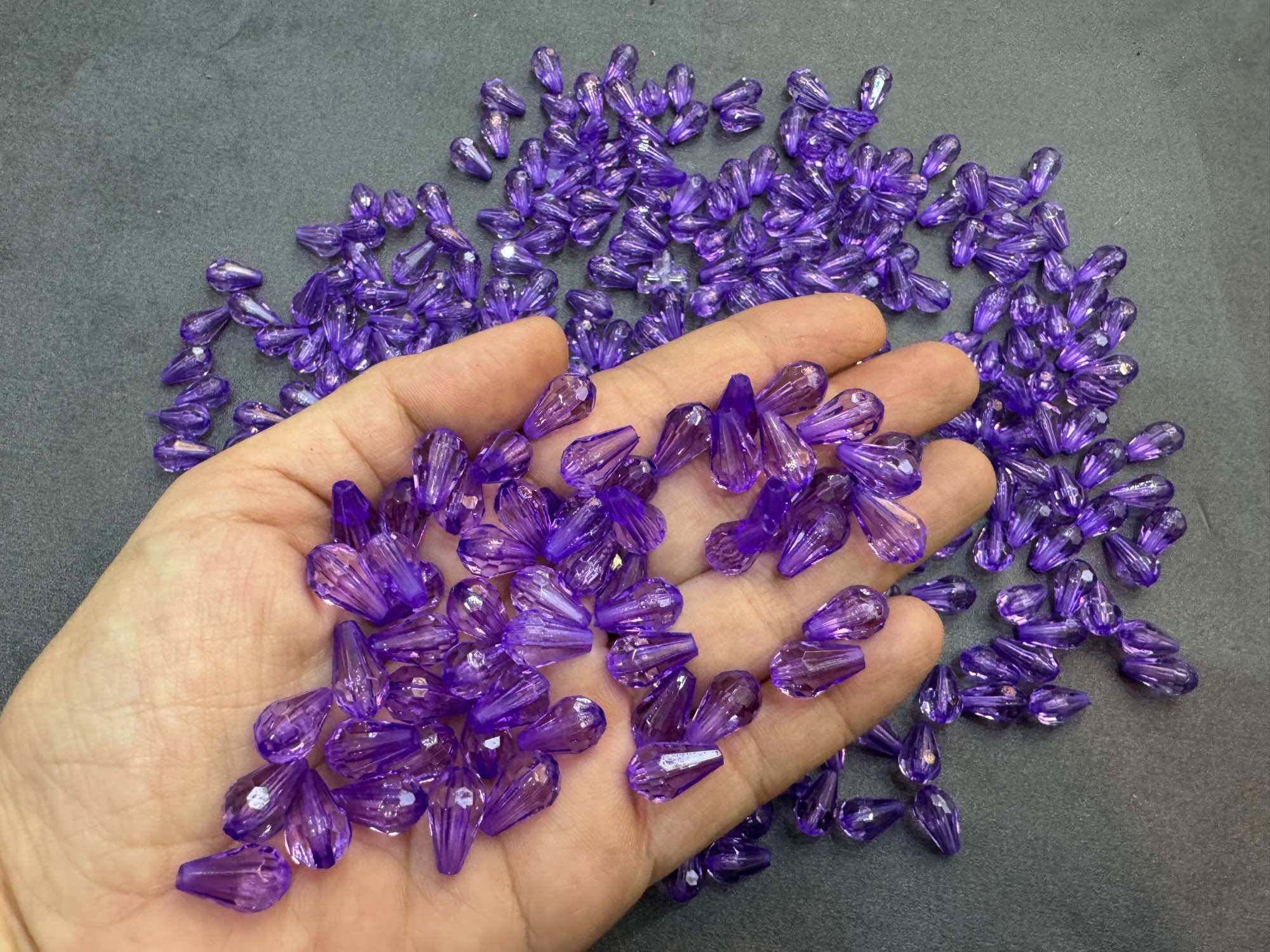 100G Chuỗi Hạt Giọt Nước Pha Lê Nhựa 12mm