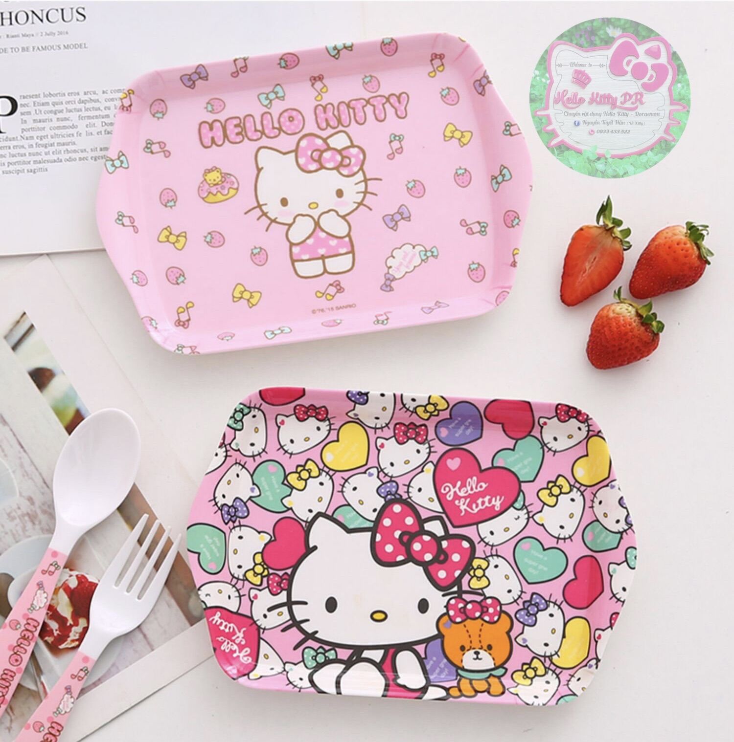 Dĩa hình chữ nhật Hello Kitty - Doremon Doraemon