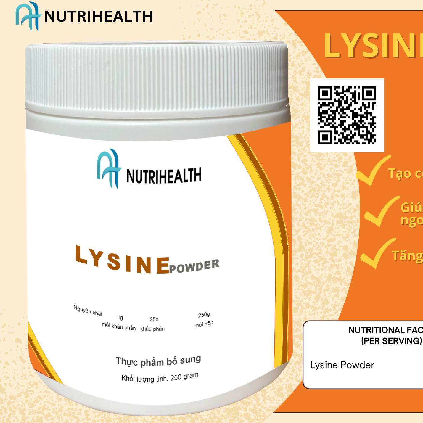 0,25kg LYSINE HỖ TRỢ TĂNG CƠ, ĂN NGON NGỦ NGON