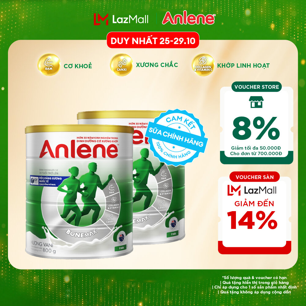 [Voucher giảm đến 26%]Combo 2 Sữa Bột Anlene Hương Vani 800G