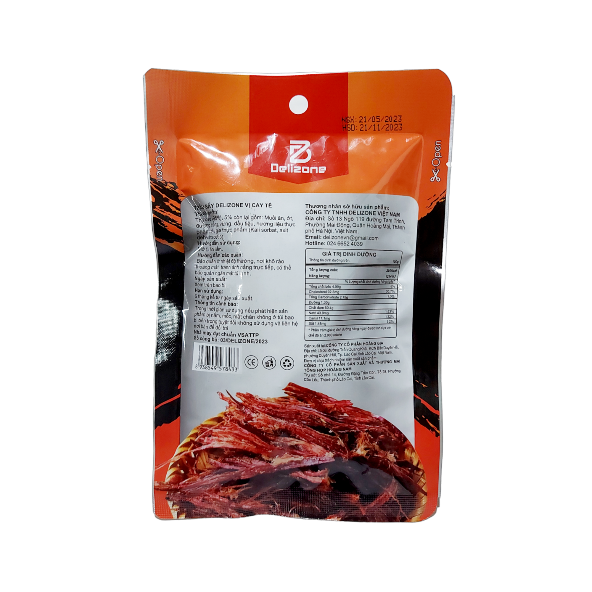 Thịt trâu sấy Delizone 30g đặc sản Tây Bắc