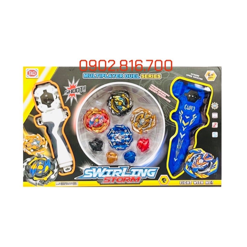 Bộ 2 con quay beyblade vòng xoay thần tốc siêu mạnh có tay cầm 542